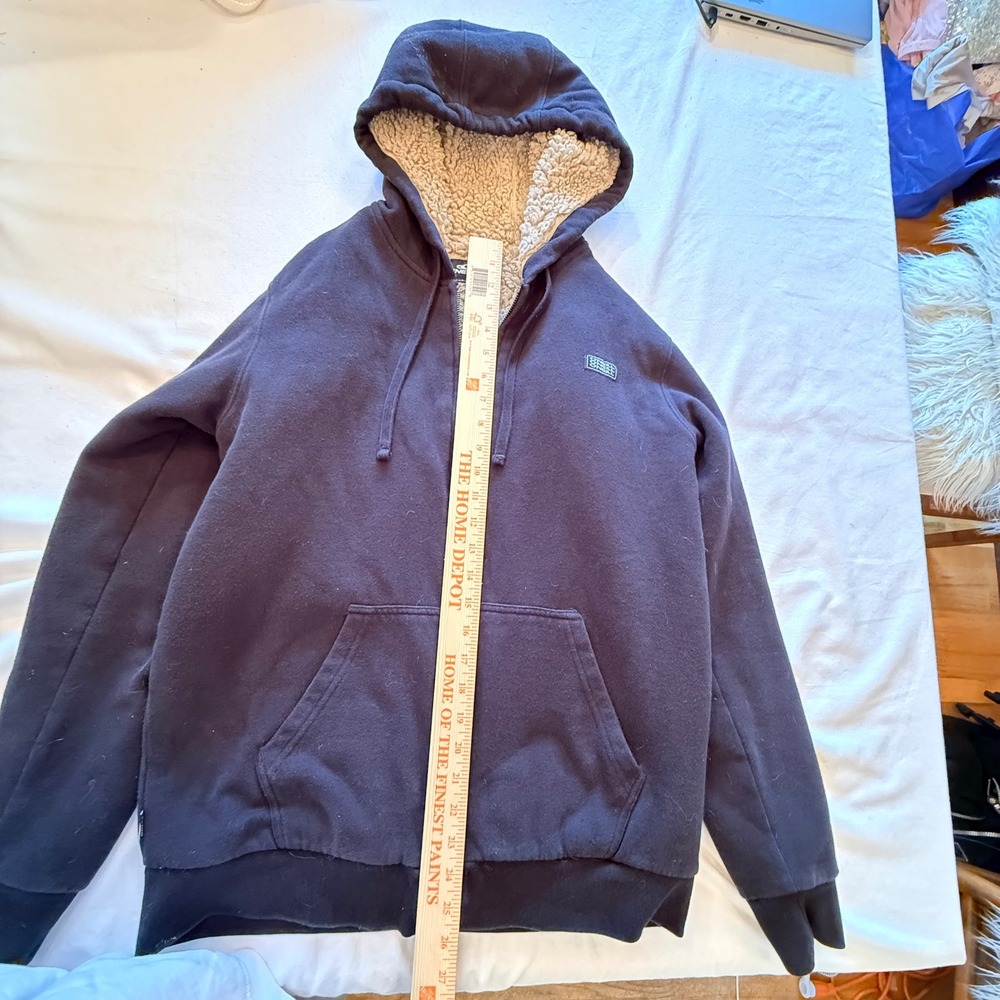 O'Neill Hoodie Men Medium Black Excellent Sherpa Lined Full Zip Surf Sweatshirt - Picture 9 of 13